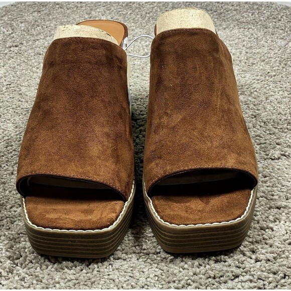 Womens Gabby Platform Heels Universal Thread Cognac Brown Size 12 Faux Suede NWT - Picture 2 of 4